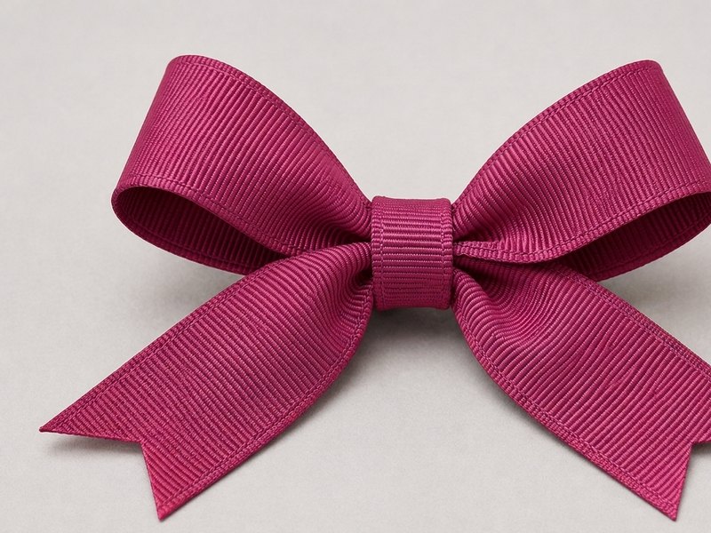 A pink grosgrain ribbon tied in a bow, both faces identical